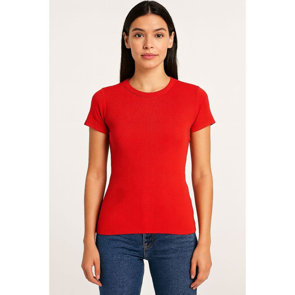 Michael Stars Red Ribbed Short Sleeve Tee - Size XS (New with Tag)